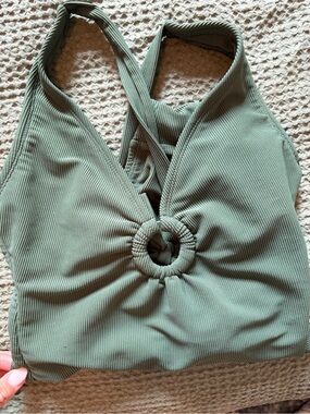 Ribbed Olive Green Bathing Suit